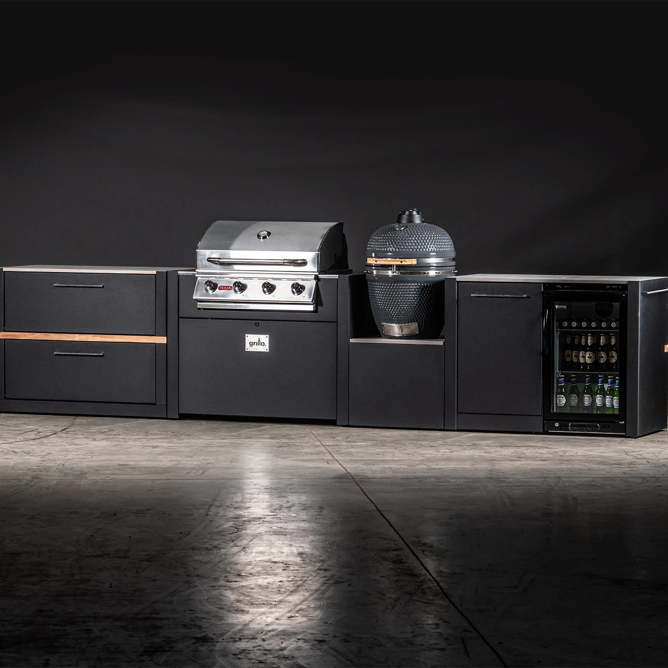 NICOCABINET Professional Design Modern Modular Large BBQ Grill Outdoor BBQ  Kitchen Island Stainless Steel for Entertainment