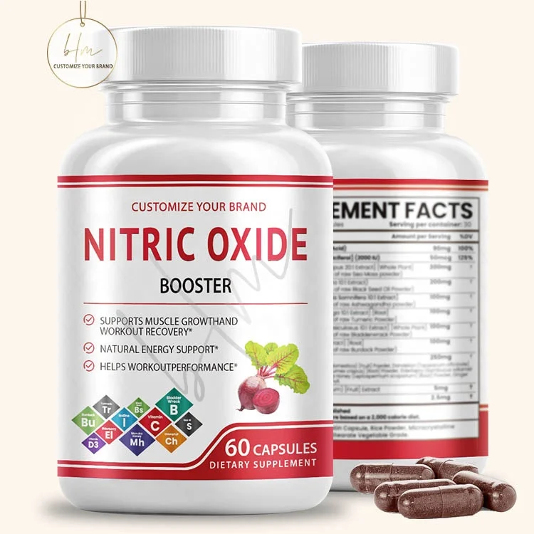 Premium Nitric Oxide Supplement Arginine Citrulline Beetroot Nitric Oxide Capsule for Strength Energy