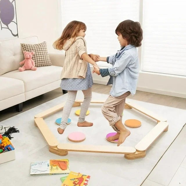 Furniture Toddler Balance Beam Wooden Stepping Stones balancing beam Balance Beam