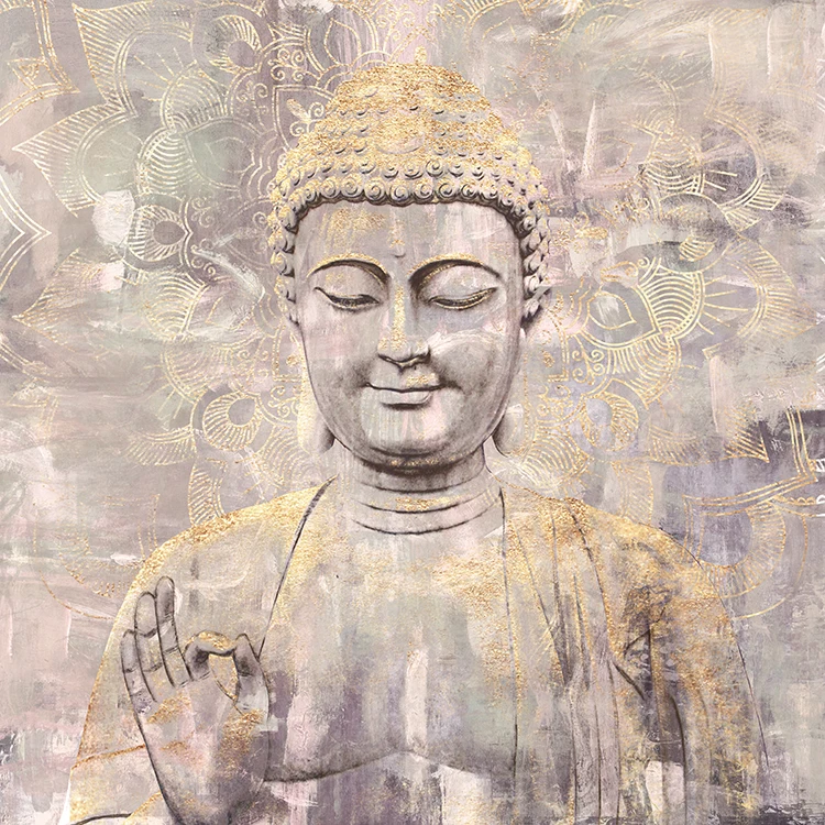 Frame Hand Face Art Portrait Modern Abstract Buddha Handmade Wall Decorative Artwork 3d Oil Painting On Canvas