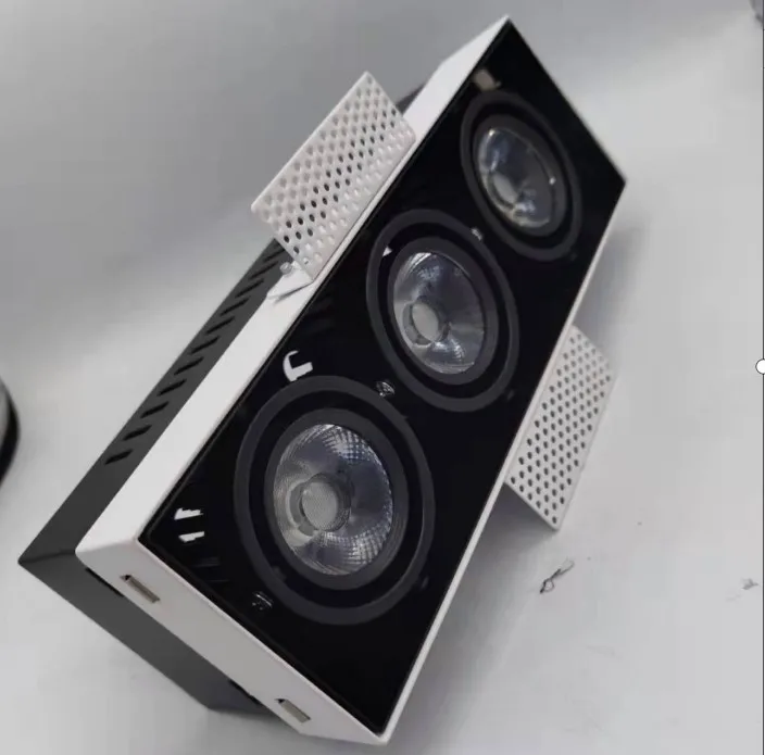 Высокой мощности с тремя головками trimless светильники 60 Вт trimless прожектор черный 3 головки без края встраиваемые светодиодные светильники серии