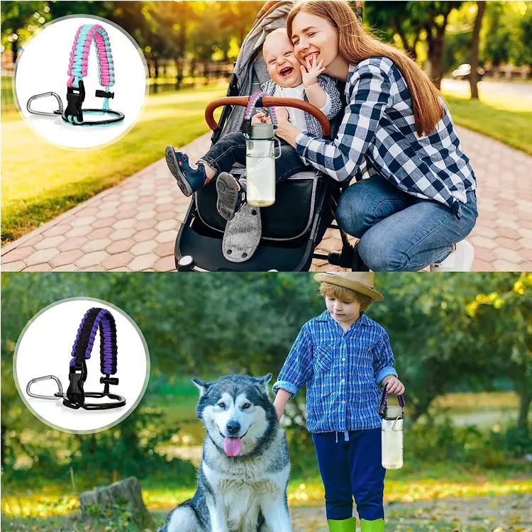 Paracord Bracelet Water Bottle Hand Strap Strong Paracord Crafting Braided Water Bottle Strap Outdoor Carabiner