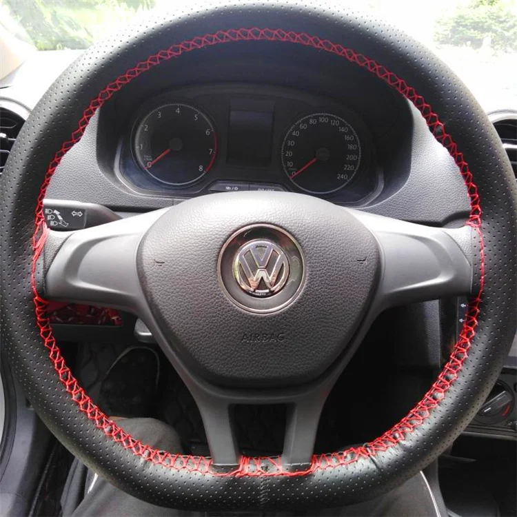 Braid On Steering Wheel Soft Auto Car Steering Wheel Cover With Needles And Thread Artificial Leather Car Styling Texture Covers