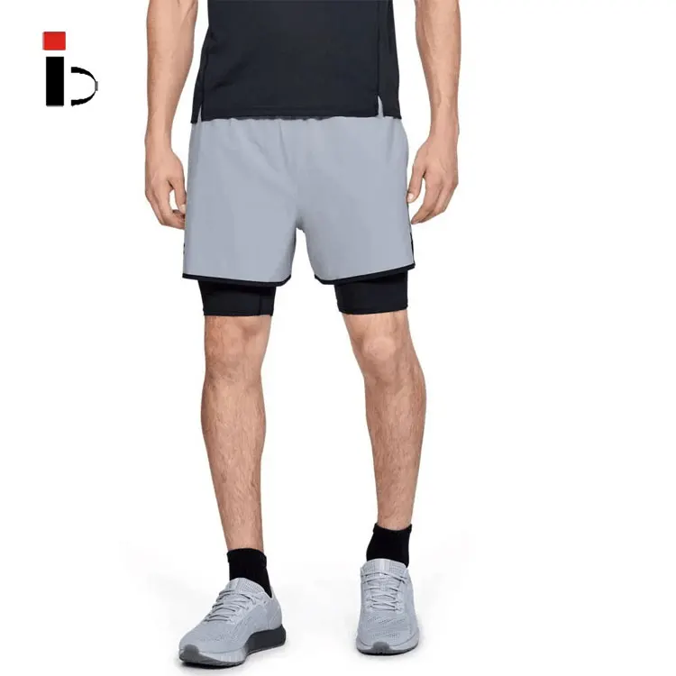 2024 Hot sale running shorts way stretch Custom Color gym running Two-in-One Short for men