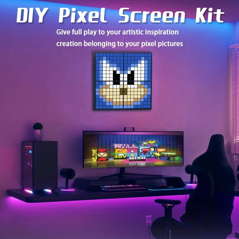 Smart LED Pixel Display LED Indoor DIY Pixel Screen Splicing Combination Wall Hanging Living Room Clock Display Splicing Screen