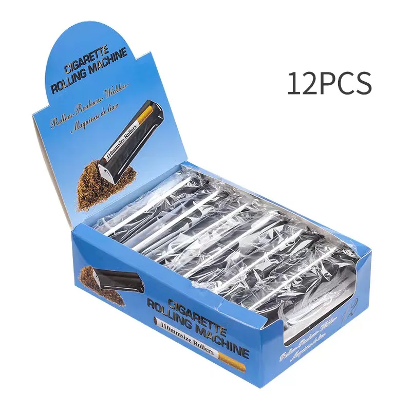 Portable 70mm 78mm 110mm Stainless Steel manual roller custom logo smoking metal cigarette rolling machine with lid
