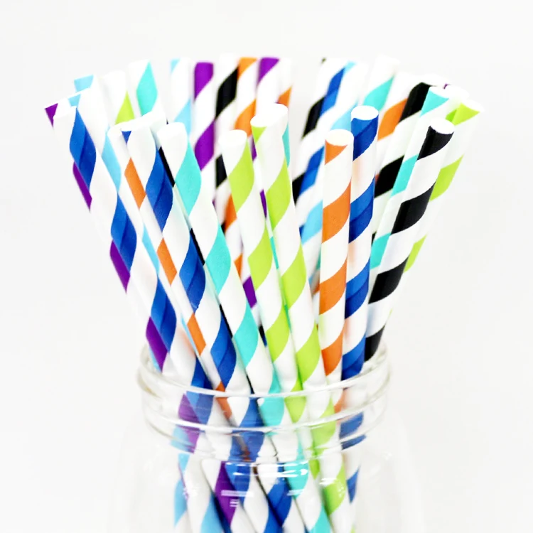 Wholesale Price Striped Paper Drinking Straws For Party Favors Supplies