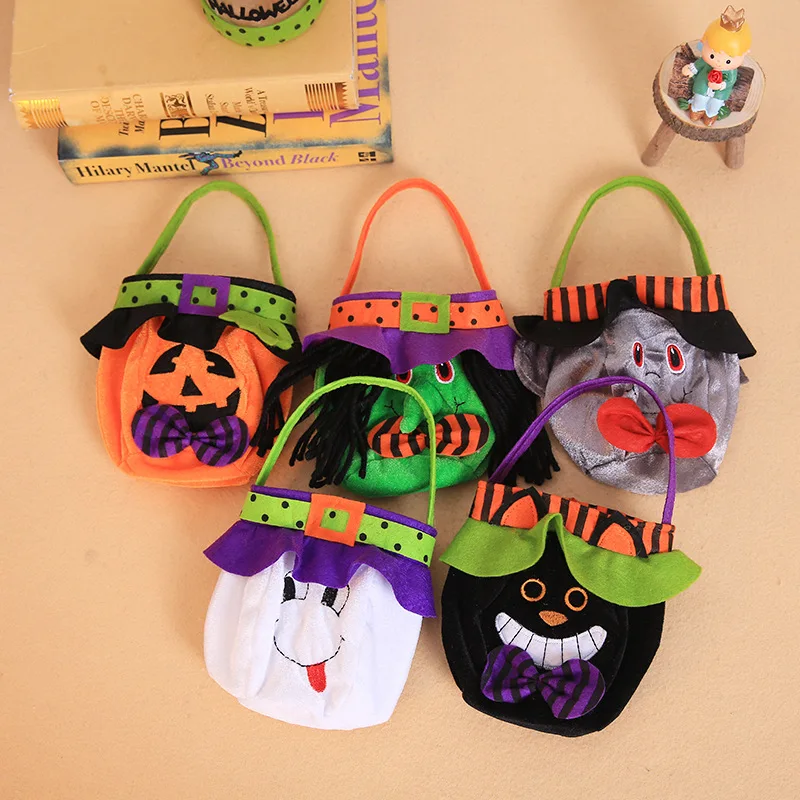 Halloween Loot Party Kids Pumpkin Trick Or Treat Tote Bags Candy Bag Halloween Candy Storage Bucket Portable Gift Basket