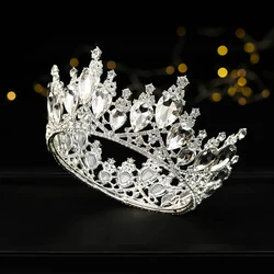 Оптовая продажа, индивидуальные круглые тиары для принцессы, красоты, красочные кристаллы, смешанные золотые короны королевы