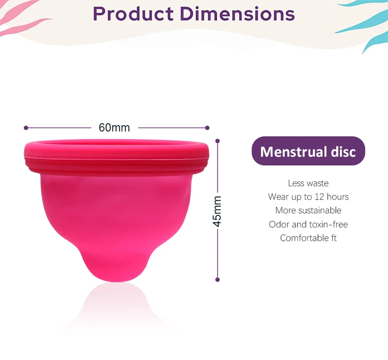 Wholesale classic design Reusable Disco ladies Disco Menstrual vaginales sexy cup  Sterilizing Silicone copa Menstrual Disk