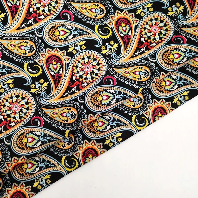 YH8-8042 Ready to ship retro paisley floral print fabric suit jacket lining soft interlining 100%polyester digital printed satin