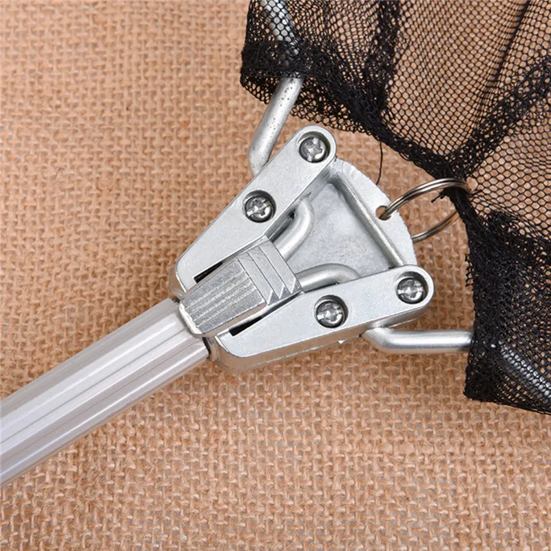Wholesale Thicken Metal Frame Fishing Hand Drop Net Folding Fish Care Creel Tackle Portable Nylon Mesh Net
