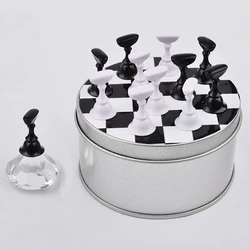 Checkerboard False Nail Tips Display Stand Holder Set Magnetic Showing Shelf Practice Holders Manicure Nail Salon Tools