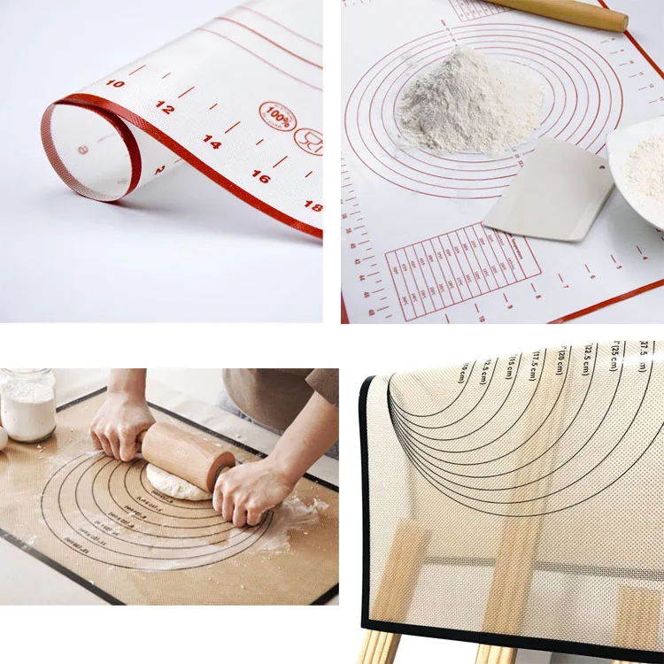 Лидер продаж Amazon, кухонный антипригарный силиконовый коврик для теста, силиконовый коврик для выпечки кондитерских изделий с измерениями