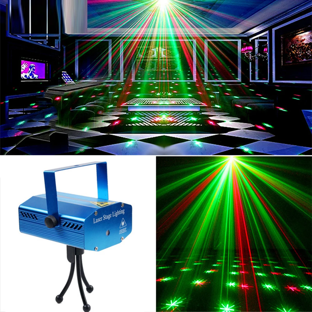 Xmas Disco Laser Light Projector Christmas Decorations Disco Laser Light DJ Voice-activated Disco Stage Laser Light for Home Par