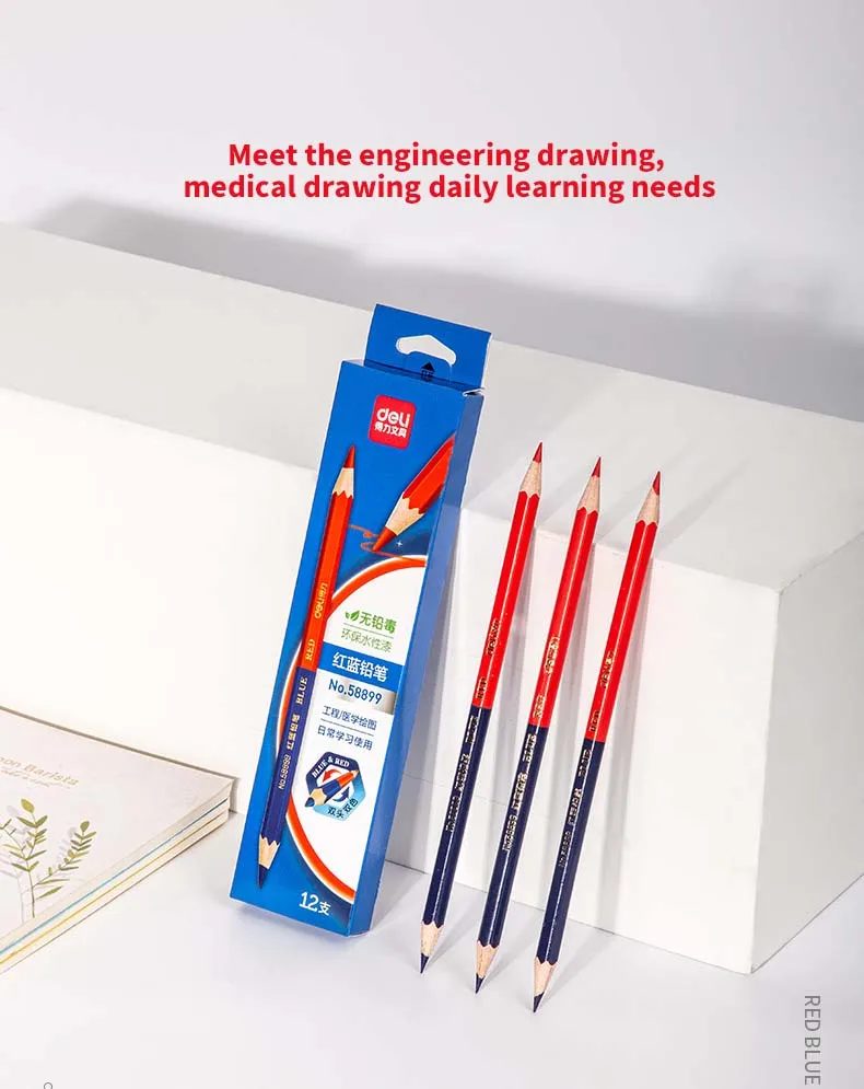 Two-Sided Two-Color 12 Drawings Engineering Medicine Specific Pencils Marked With Red And Blue Pencils