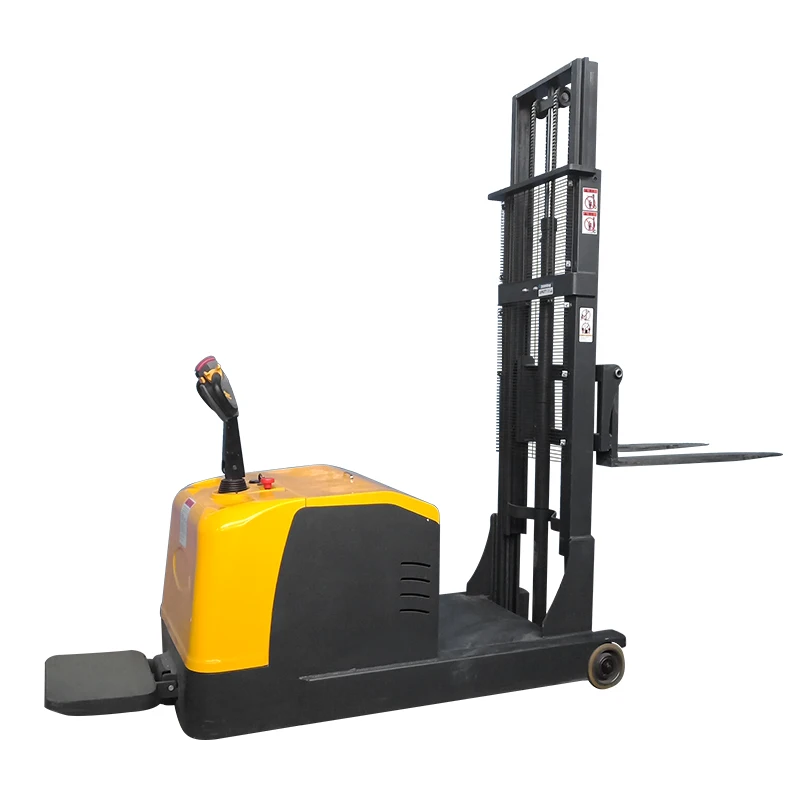 battery powered portable stacker 1 1.5 2 ton electric big lifter standing drive type full electric pallet lift for sale