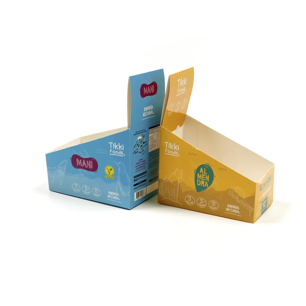 Factory Custom printed retail cardbox paper card board packaging tear away foods pdq display box