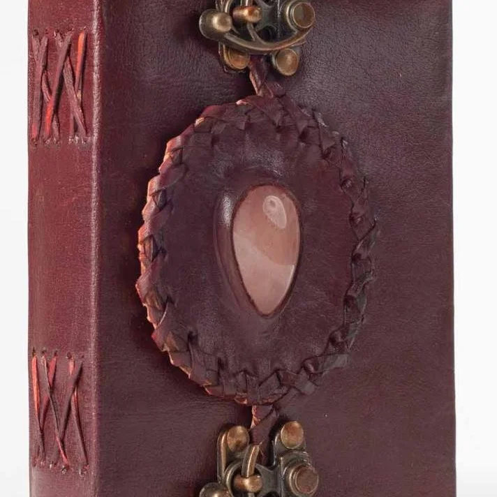 Dual Latch Stone genuine Leather Cover hand Journal, Diary  or note book or sketch book With Handmade Paper Gift for Him or Her