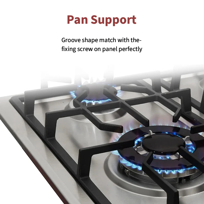 Good price gas cooker with 5 burner stainless steel gas stove kitchen appliance built-in gas burner