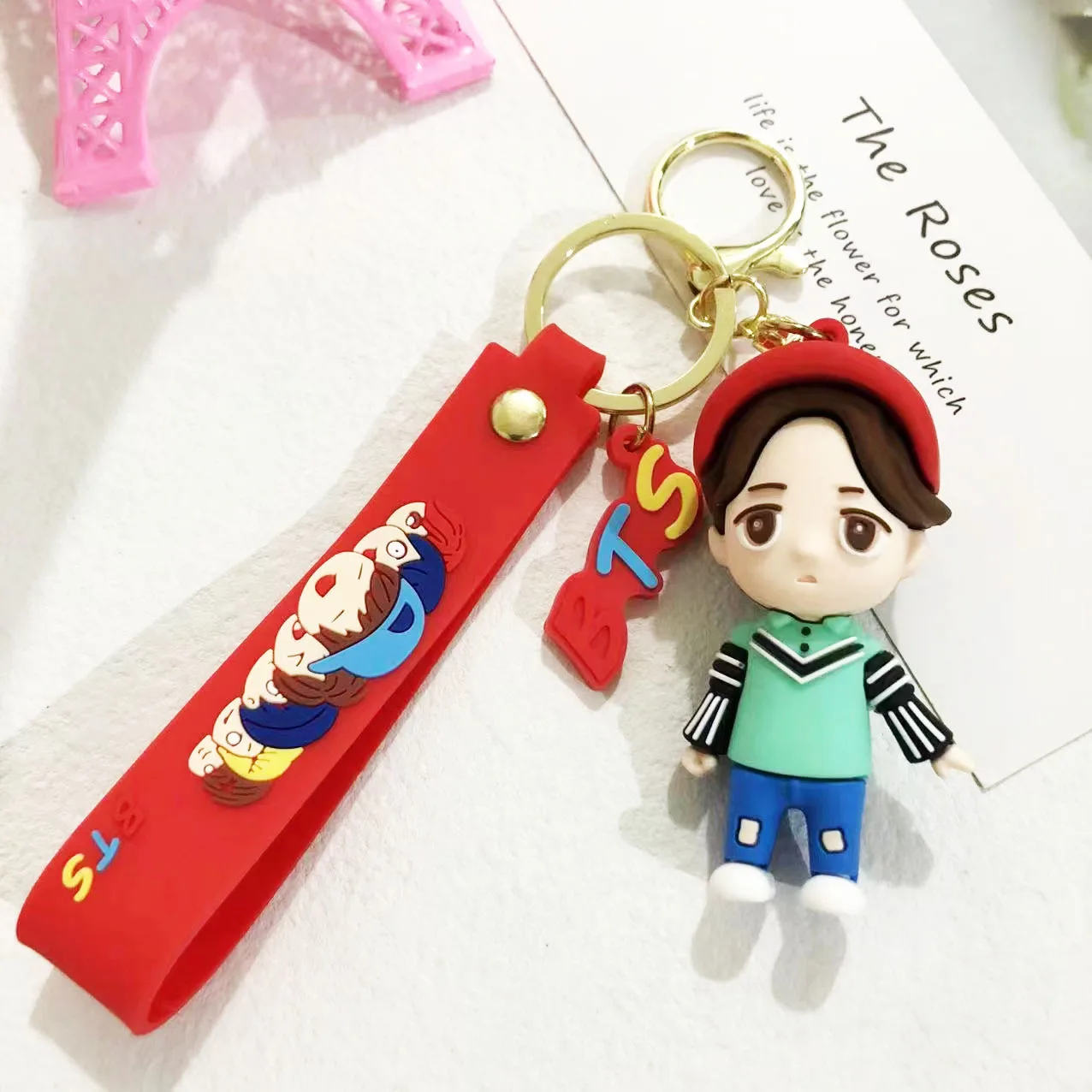 3D PVC kawaii cute cartoon car character keyring keychains ring Youth League bts keychain