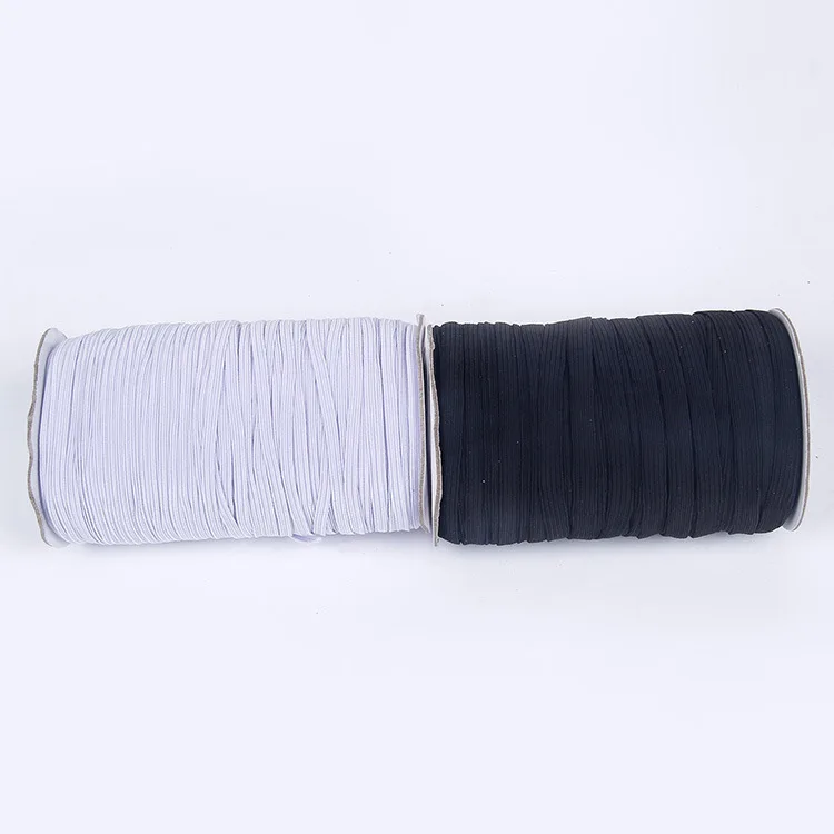 
Factory Price Wholesale White And Black Flat Braid Elastic Band Cord 