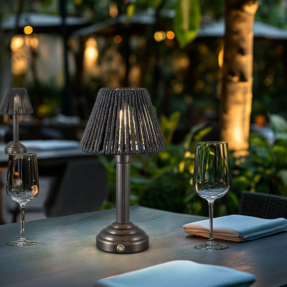 2700K Art Decor Lighting E14 Battery Table Lamp Retro Restaurant Desk Mood Lamp Rechargeable Bedroom Fabric Table Lamp