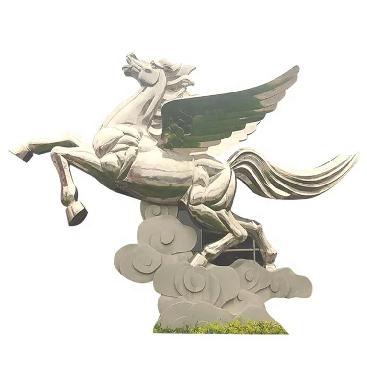 Indoor modern stainless steel sculpture lamp public art abstract stainless steel sculpture horse statue