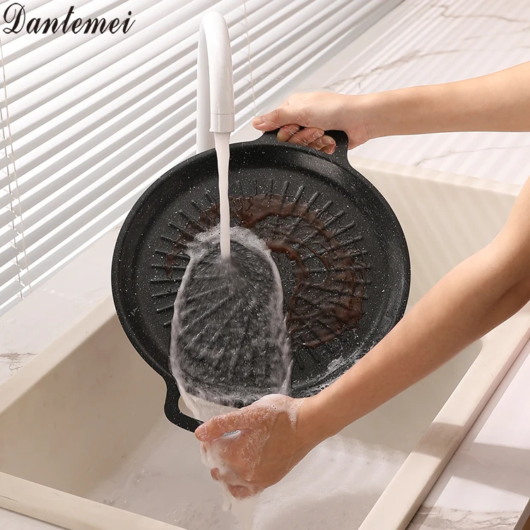 Best Seller Stainless Steel BBQ Grill Non-stick Grill Barbecue Outdoor Cookware Round Frying Pan