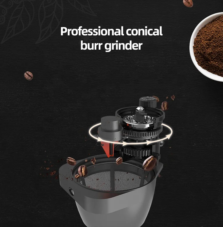 Programmable electric smart drip coffee maker with grinder