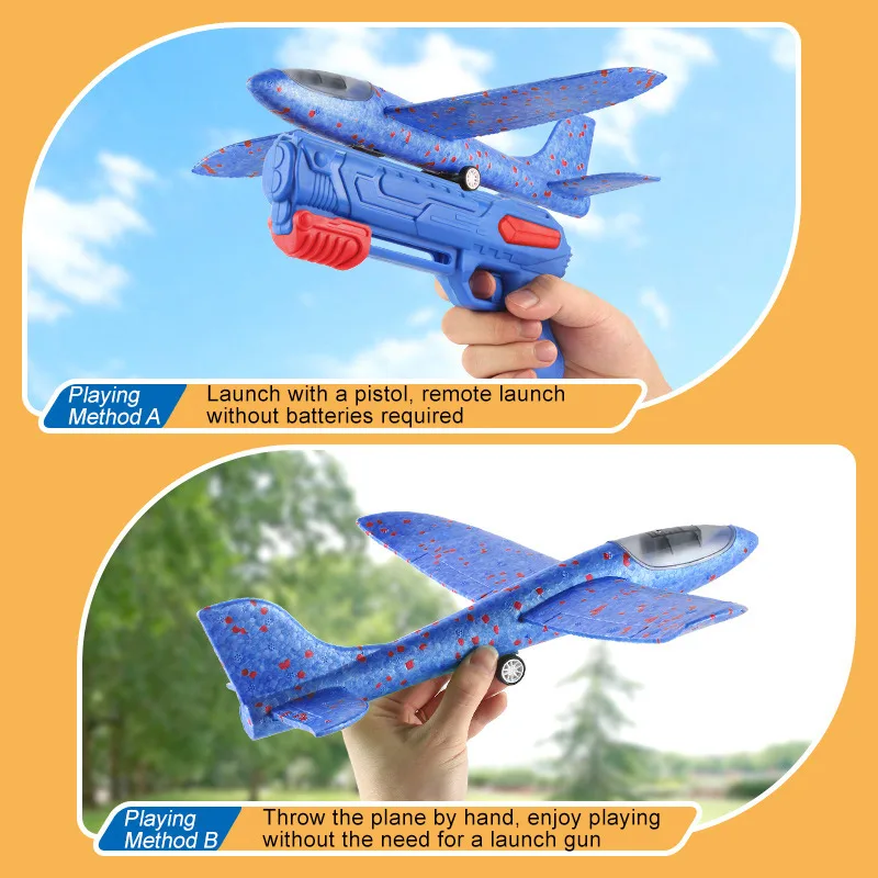High Quality Outdoor Shoot Game Toys Aircraft Launch Gun Toy Throwing Foam Airplane Launcher for Boys Gifts