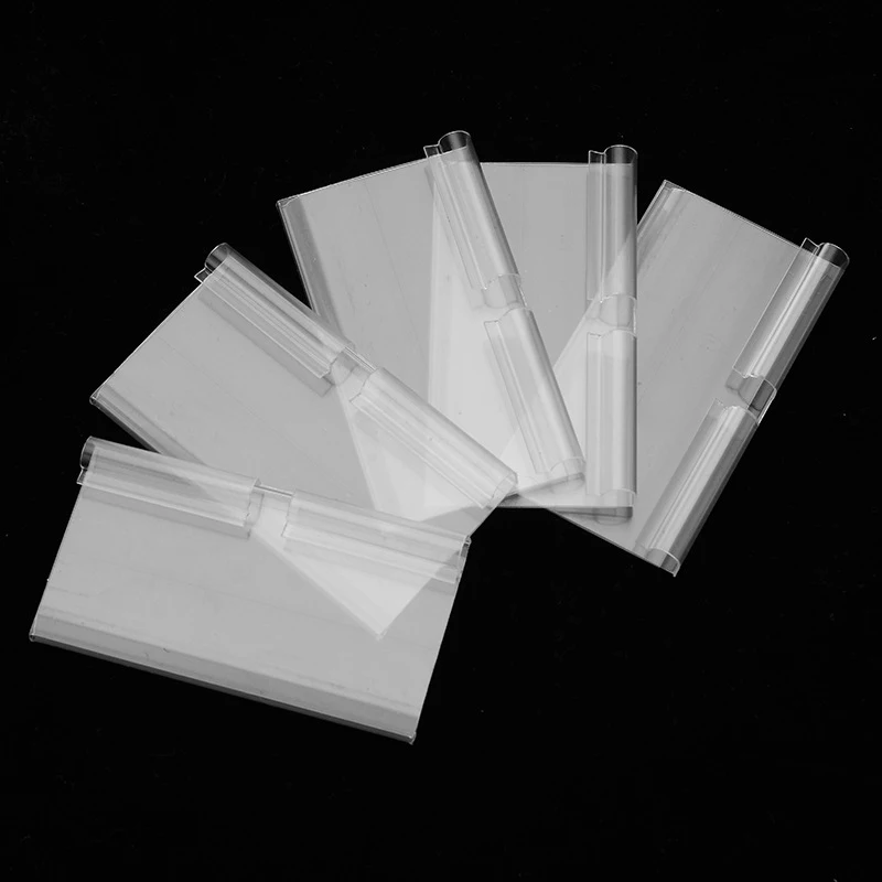 Clear supermarket plastic label holder price fruit label for shop shelf adhesive shelf label holder for book shelf