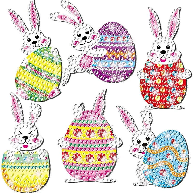 Набор для алмазной живописи «сделай сам» стикеры с изображением кролика яйцом цифровые Мультяшные алмазные наклейки детей и взрослых