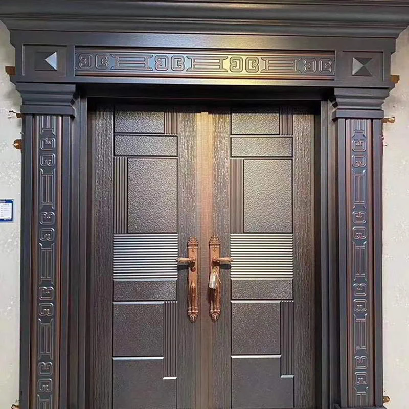 Wholesale and Retail Turkish style steel wood armored door Modern simple design one and half security door for The steel frame