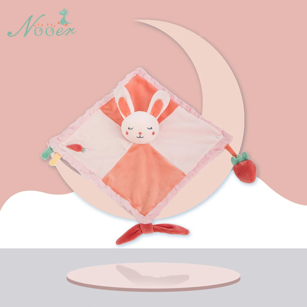 Nooer plush soft lion elephant bunny baby comfort security blanket with teether and rattle