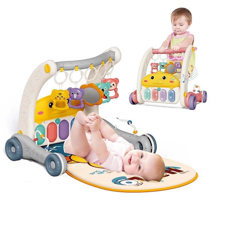 High Quality 2 In 1 educational toys Infants Piano Rack & Walker Activity Center Play Mat Baby Gym