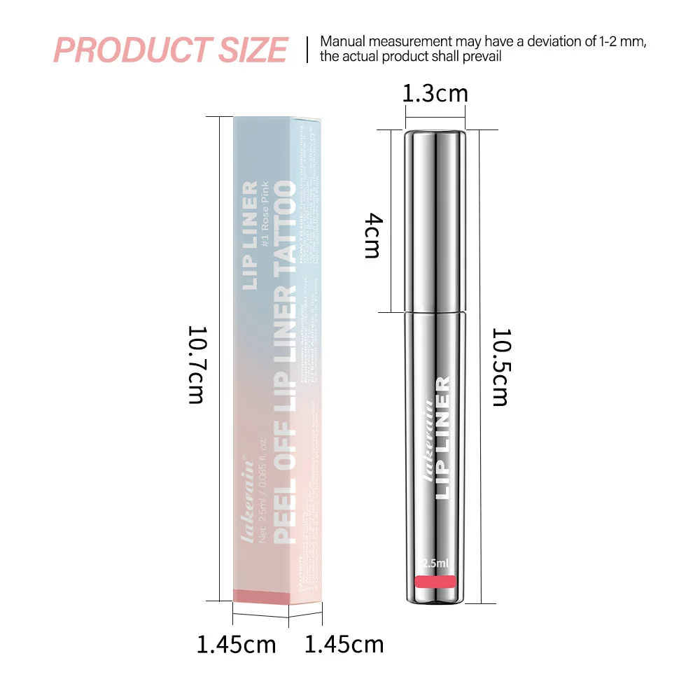 Lakerain Customized Peel-off Lip Liner Moisturizing Lip Color Long-lasting Waterproof Tattoo Lip Stain Peel Off