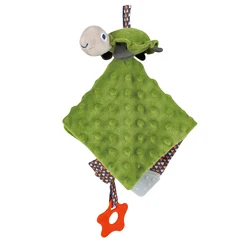 Baby Sensory Stuffed Tortoise Loveys Comforters Snuggle Security Blanket with Teething Toys Textured Tags