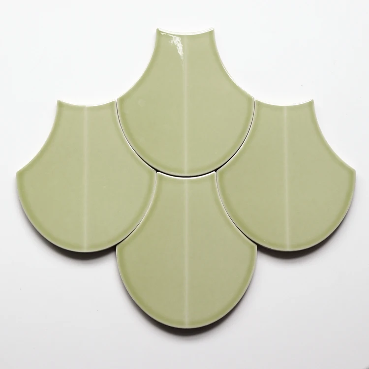 Chinese guangzhou OEM / ODM tile factory light or dark green mosaic fan tile ceramic tiles