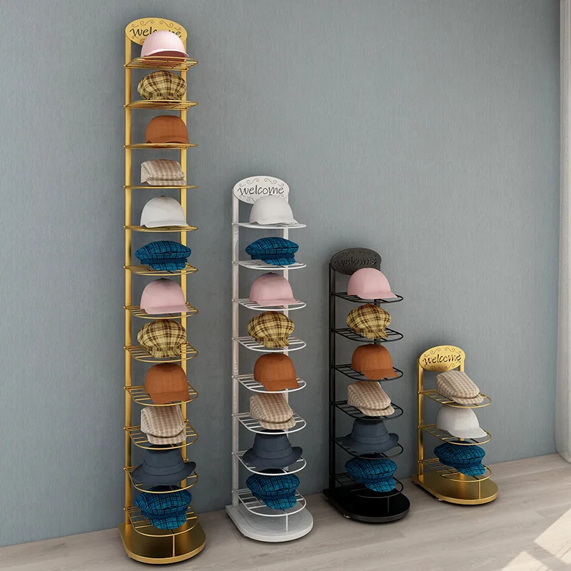 Custom Metal Hat Display Rack For Boutique Multiple Layers Retail Hat Display Stand Cap Display Rack