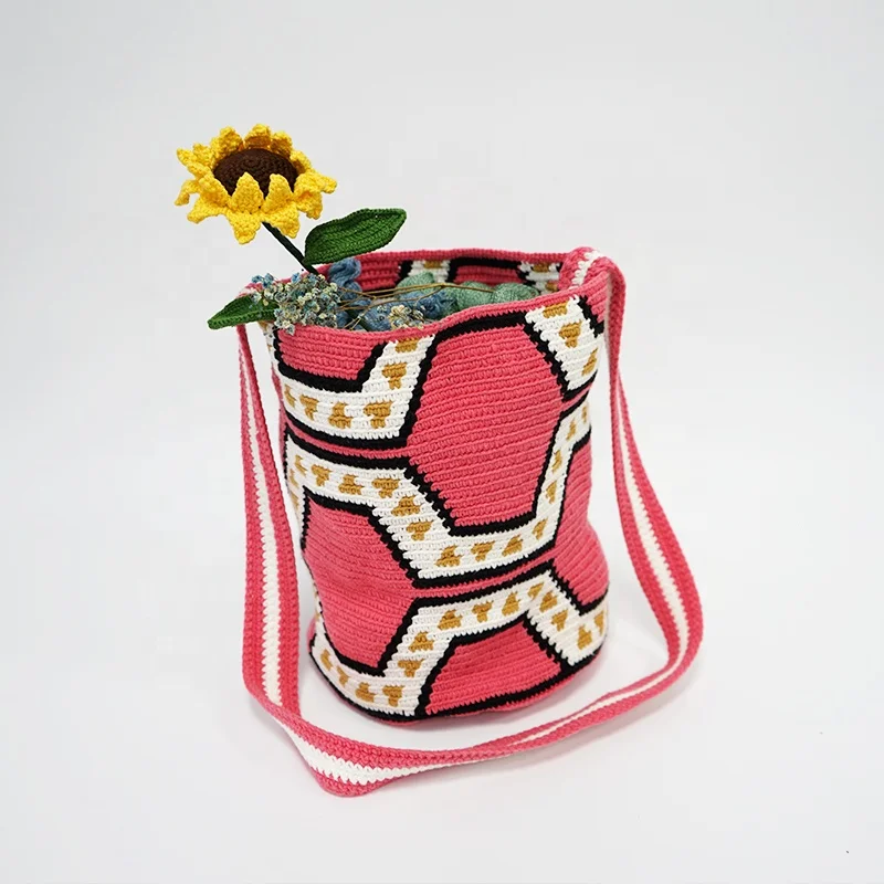 Crossbody Handbag Bolso Wayuu Mochila Crochet Shoulder Handicraft Cotton bucket bag women
