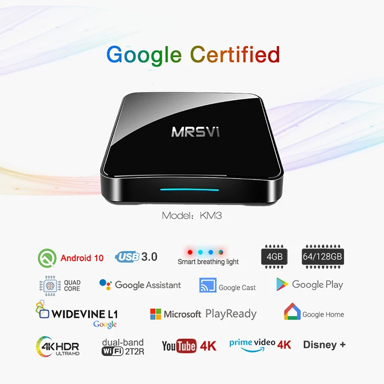 Оптовая цена KM3 S905X2 Amlogic четырехъядерный 4G 64G 2 4G/5G двухдиапазонный WiFi Сертифицированный телеприставка Android 10
