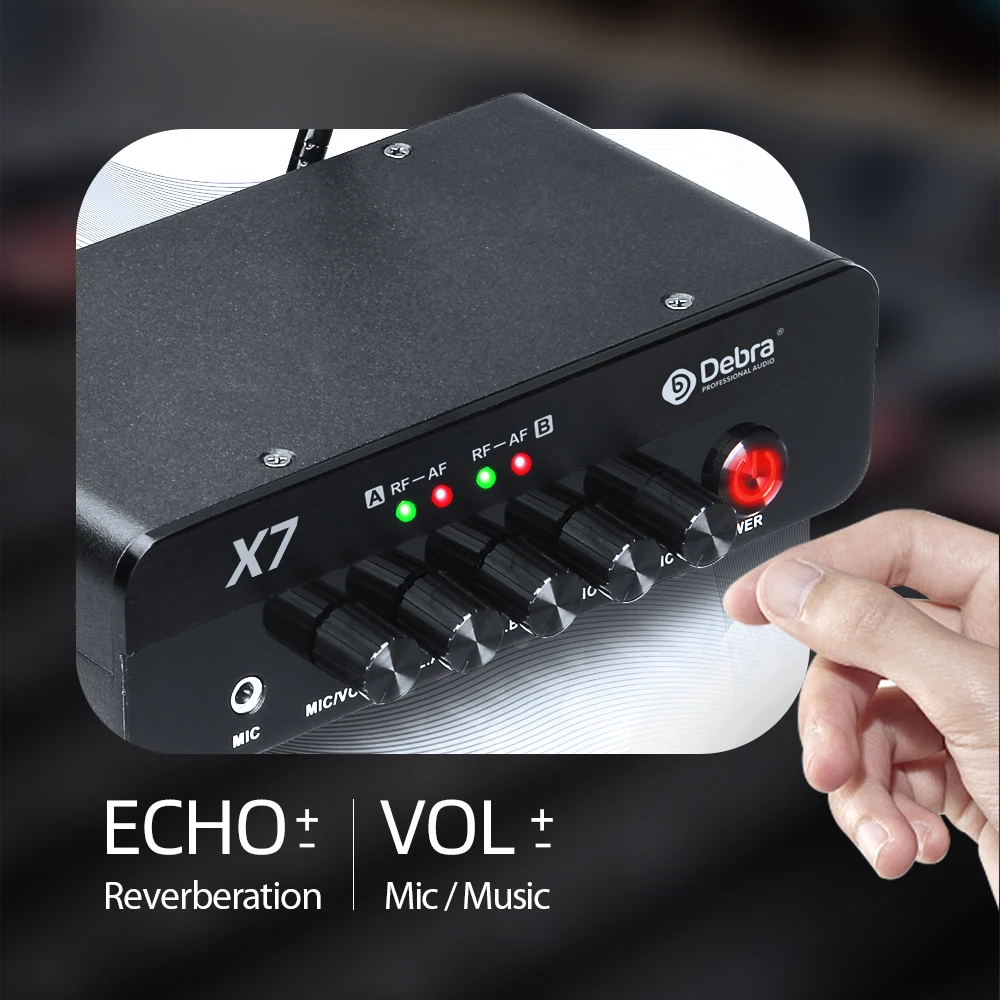 Debra аудио X7 караоке УВЧ Двухканальный беспроводной микрофон с волоконно-коаксиальным кабелем BT5.0 Студийный пение машина
