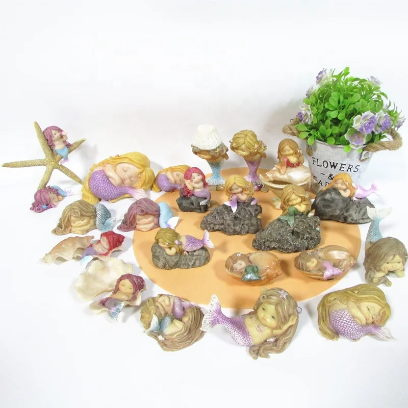 ED11409D OEM Accepted Craft Ornaments Gift Resin Mermaid Figurine Souvenirs Decoration Little Sleep Mermaid Statues Sale