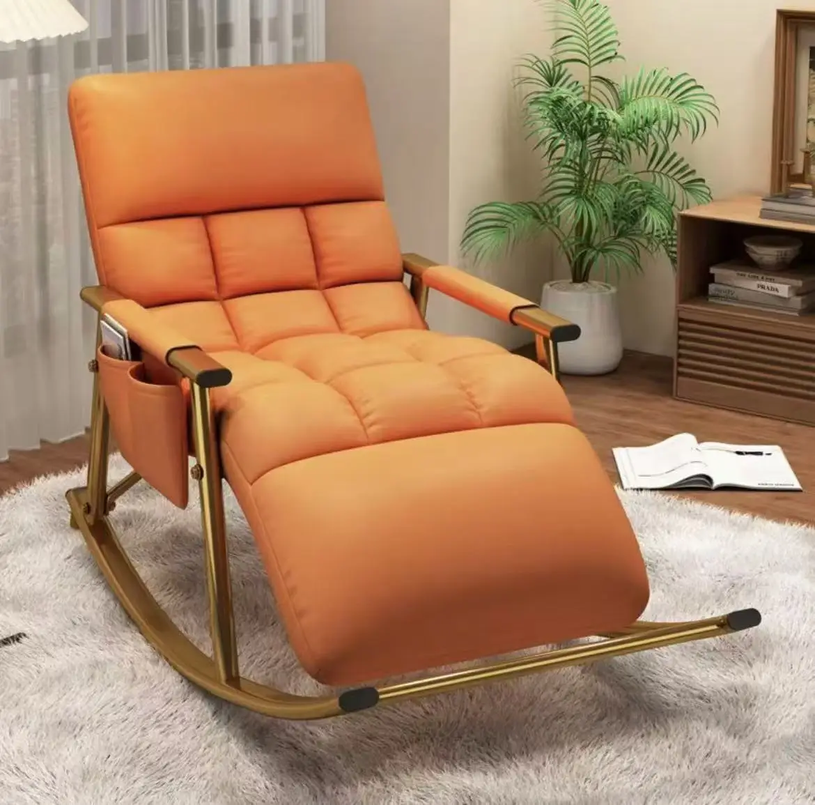 Nordic Modern Leisure Living Room Rocking Chair Comfortable Adult Plastic Metal Frame Wholesale Bedroom Furniture-Chaise Lounge