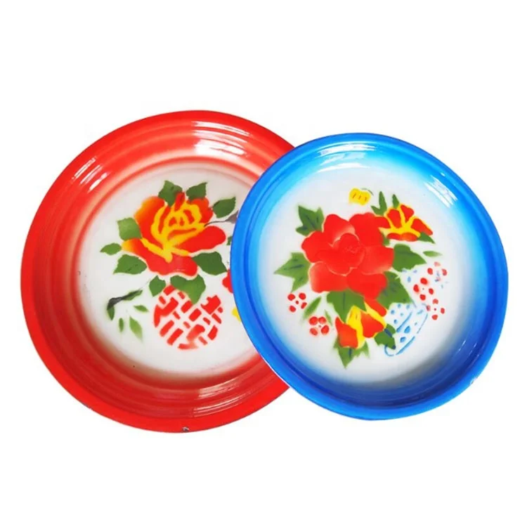 
 Набор круглых обеденных тарелок из нержавеющей стали с имитацией эмали, 25-55 см  