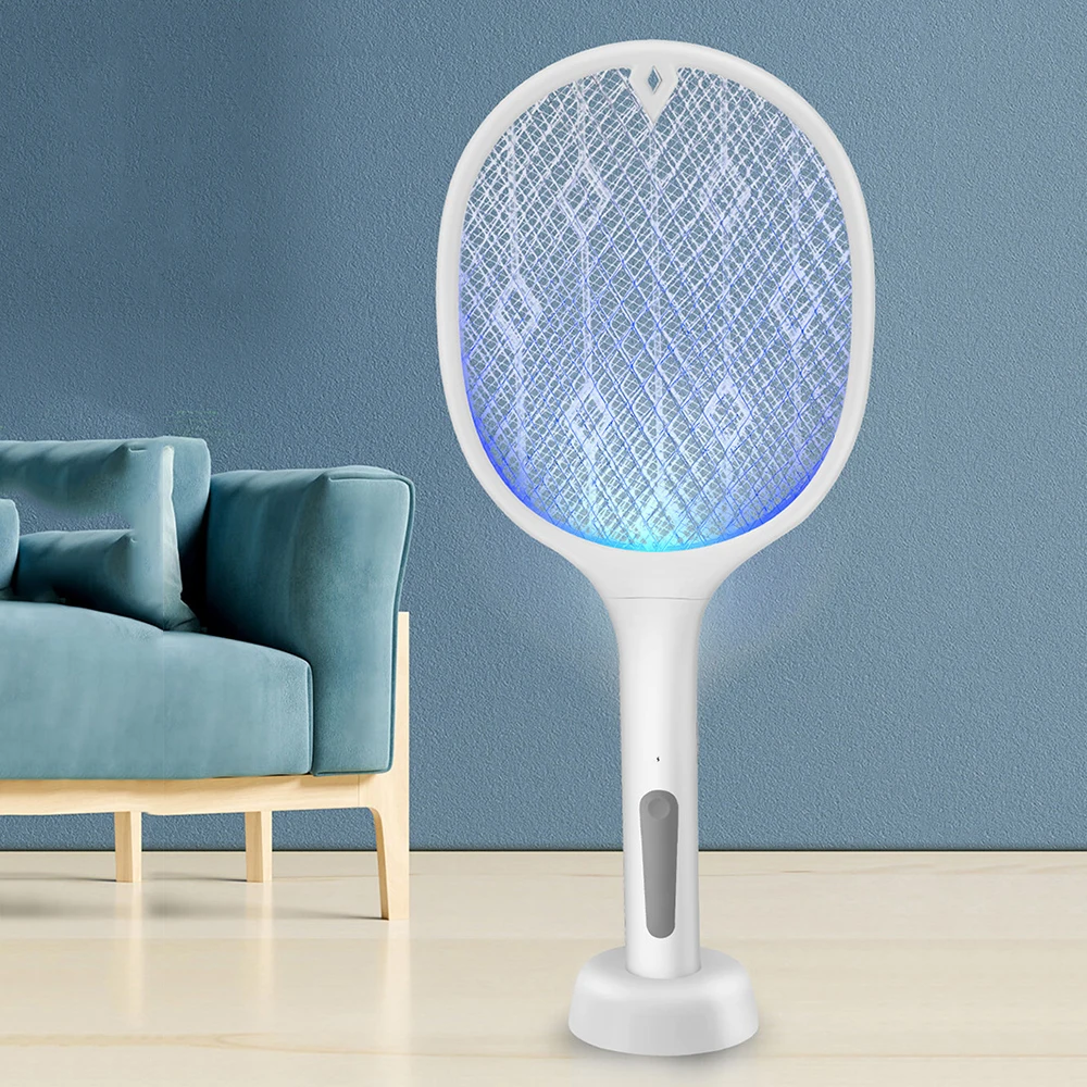 Белый Электрический мухобойка от комаров 2 в 1 ручной бытовой ультрафиолетовый свет ловушки Ловушки для мух по оптовой цене