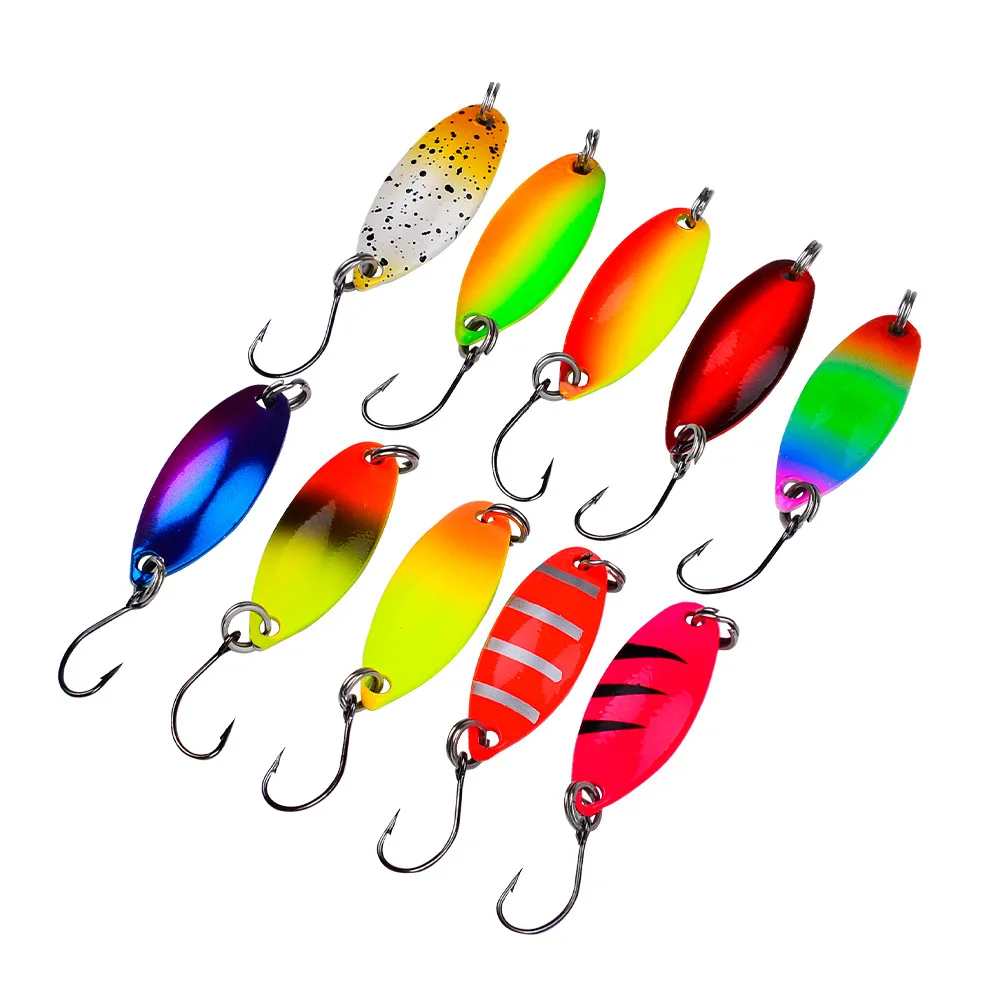 JETSHARK Wholesale Metal Trolling Spoon Fishing Lure 1.18/1.37inch 2.15/3.3g Hard Bait For Stream and River Fishing