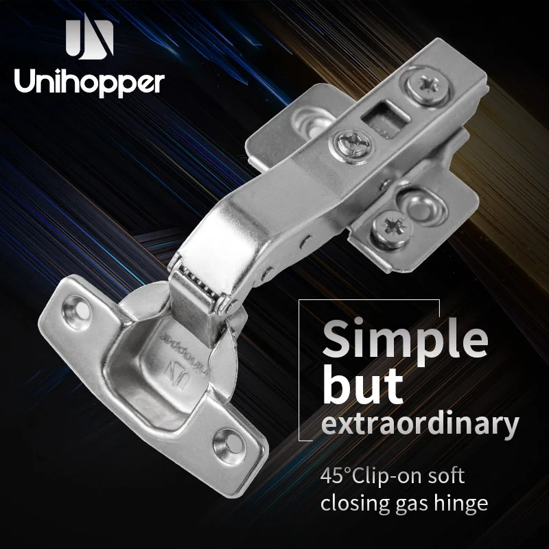 UNIHOPPER 45 Degrees 35mm Cup Soft Close Hydraulic Hinge Kitchens Wooden Cabinet Concealed Door Hinges