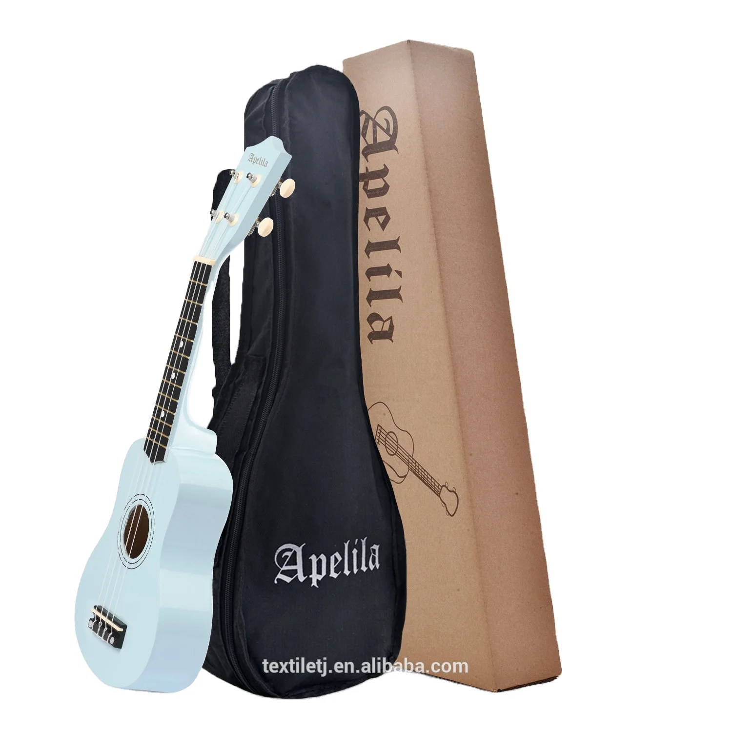 21 inch Soprano Ukulele Acoustic Mini Guitar Musical Instrument with Bag, Pick, Strings, for Beginner Light Blue